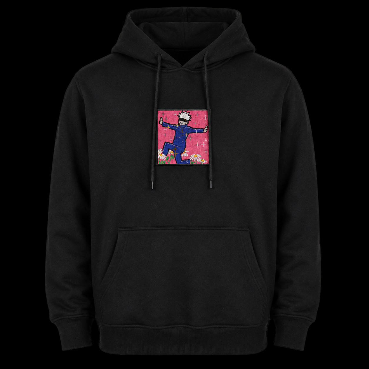 Gojo embroidered hoodie – black front view